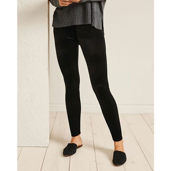 Eileen Fisher Black Velvet Leggings Perfect Fall Wardrobe Essential! High Waist - Picture 3 of 8